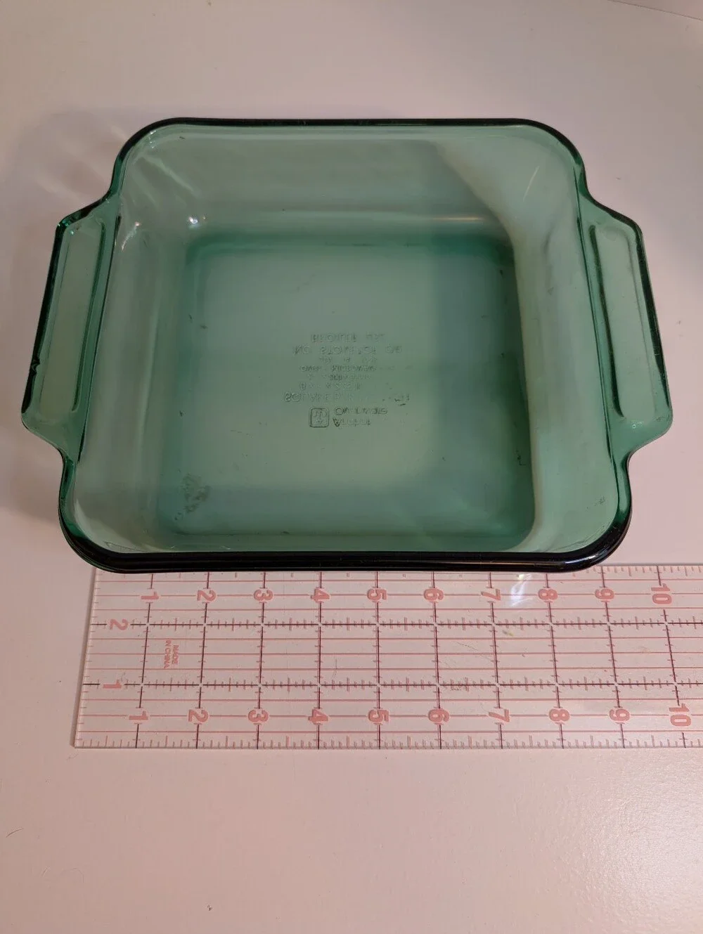 Anchor Hocking Green Glass Square Baking Dish with Handles